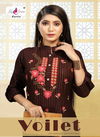 Fly Free Voilet 2 Heavy Rayon  Lurex With Embroideral Work Latest Fancy Designer Top With pant Collection